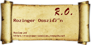 Rozinger Osszián névjegykártya